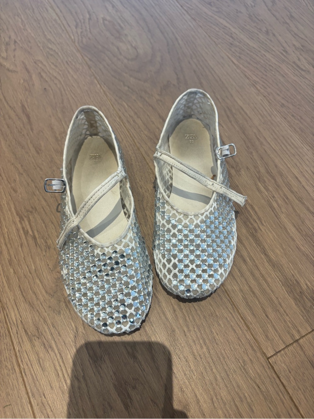 Zara Silver Sequin Mary Jane Flats for Kids